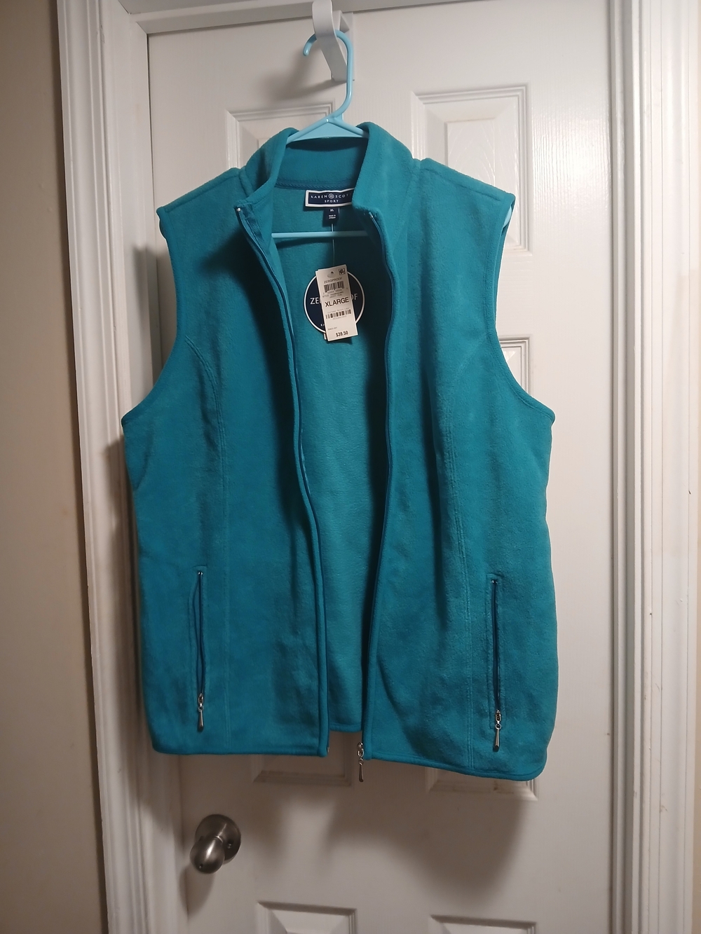 Nwt Karen SCOTT Sport  Teal Fleece Vest Sz.XL
